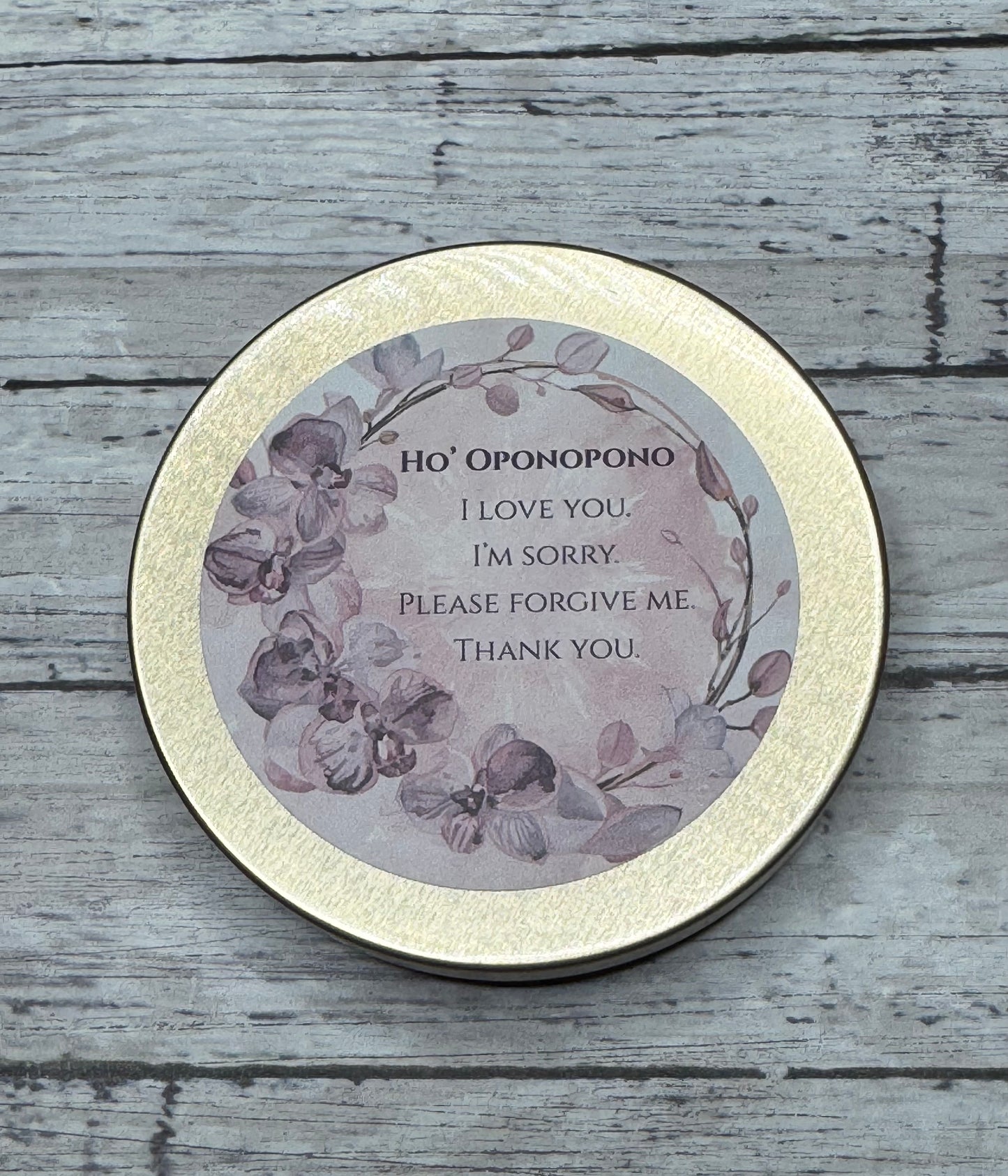 Ho' Oponopono Candle - Hawaiian Forgiveness Prayer Candle Gift with Orchid Floral Design
