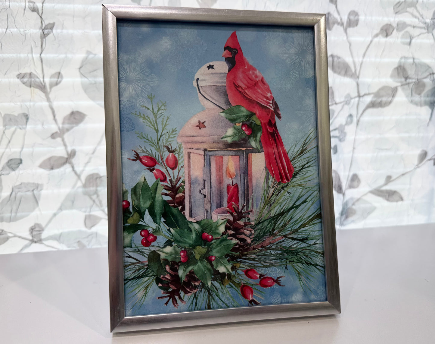 Red Cardinal On a Candle Lantern ~ Your Loved One Is Near ~ DeskMates Framed Animal Art Print