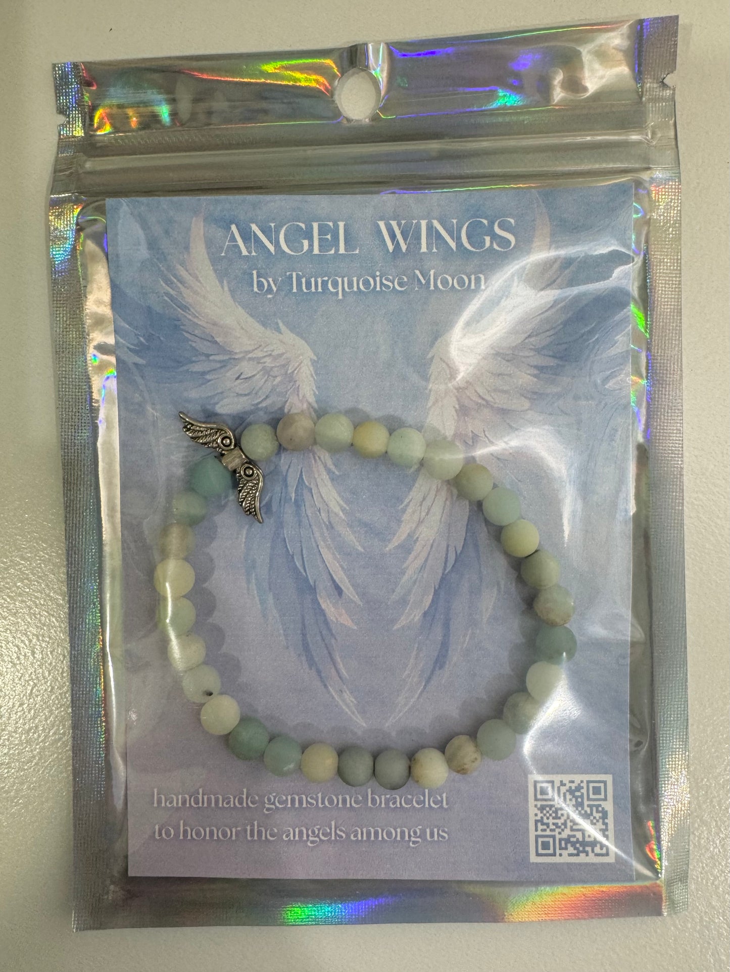 Angel Wings Bracelet - Amazonite Gemstone Beads