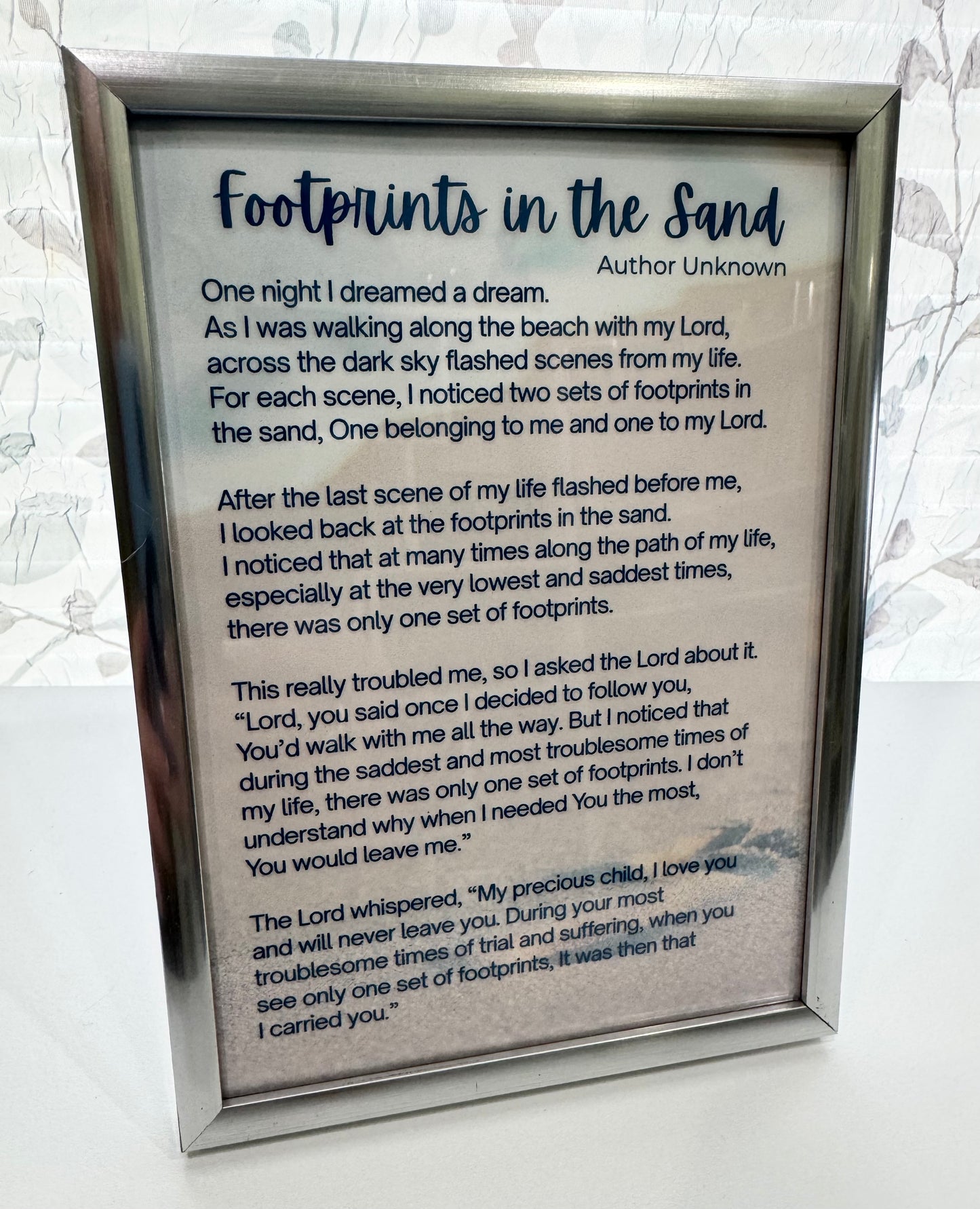 Footprints In the Sand Poem - DeskMates 5" x 7" Framed Art Print