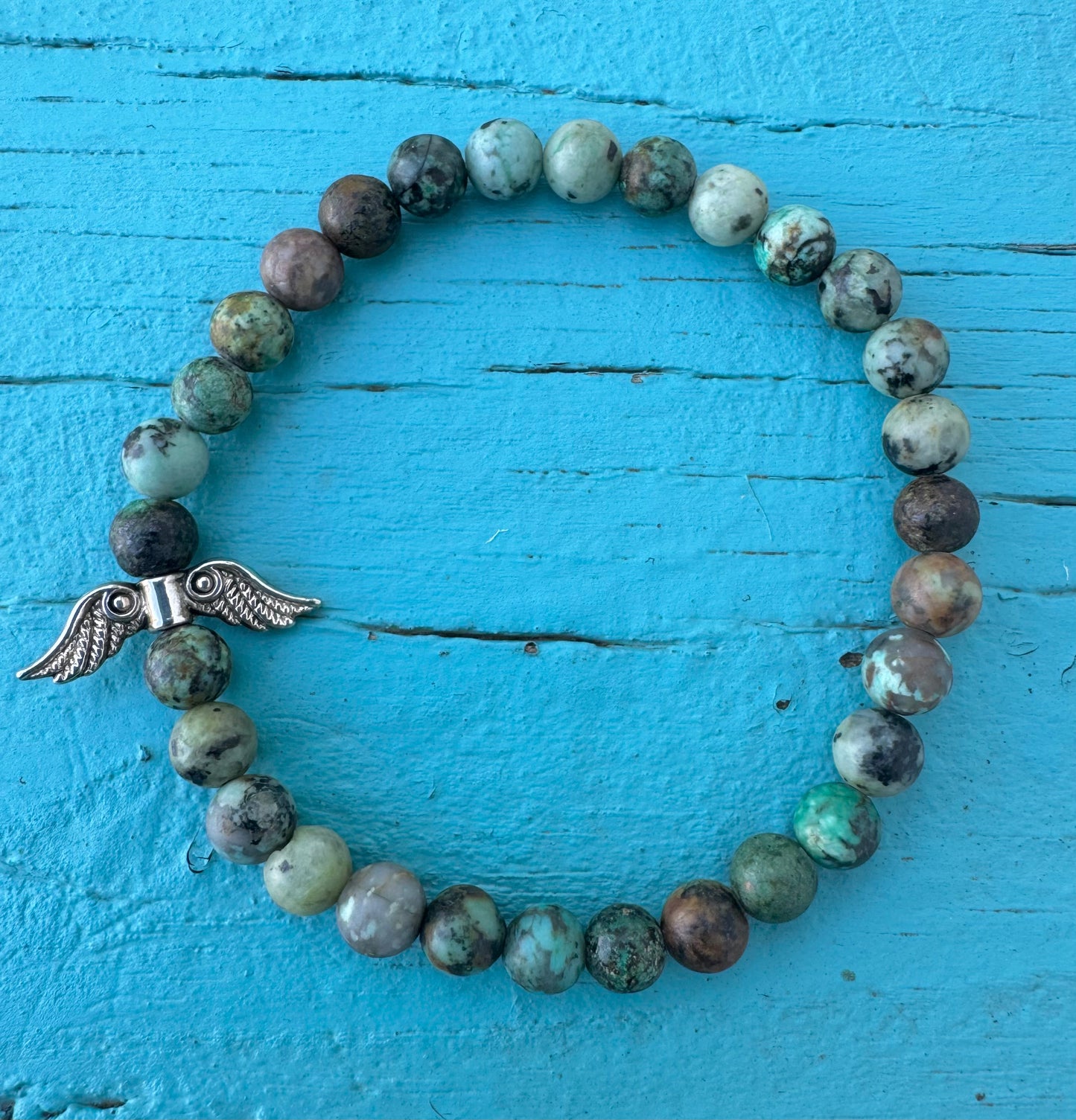 Angel Wings Bracelet - African Turquoise Gemstone Beads