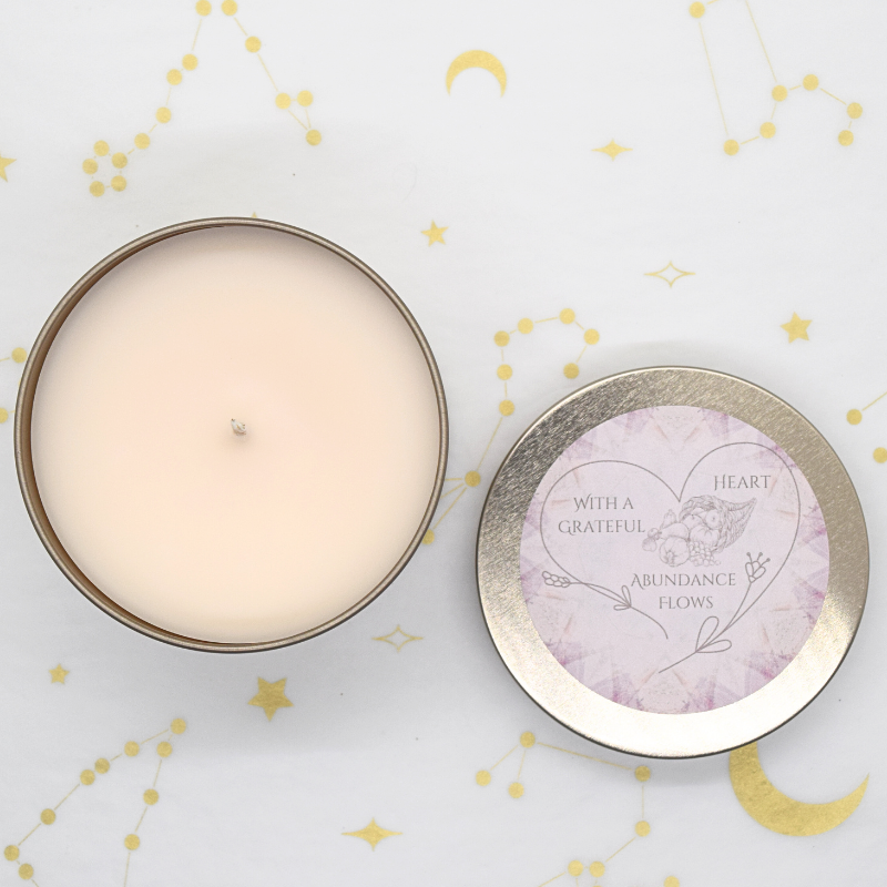 With a Grateful Heart Abundance Flows Gratitude Candle
