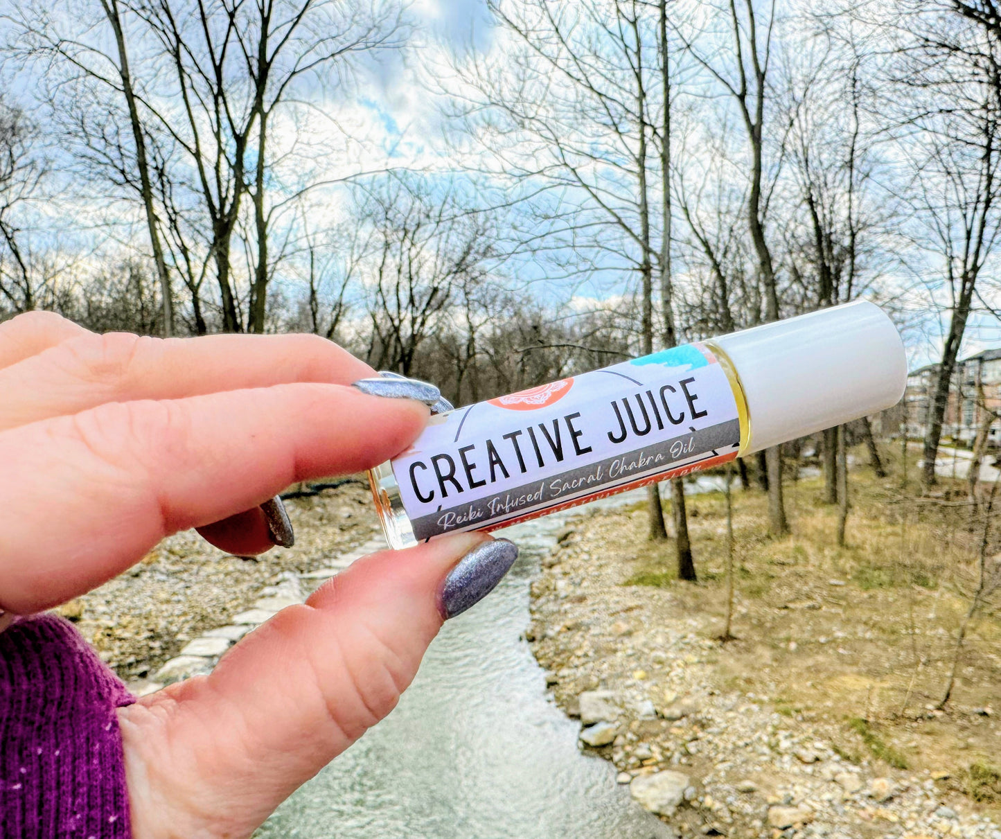 CREATIVE JUICE * Crystal Intentions 2nd Sacral Chakra Perfume * Exotic Orange scent with Carnelian & Peach Moonstone Crystals * Create Write Sing Dance Muse Inspire * Tiger Spirit Animal * Artist's Palette