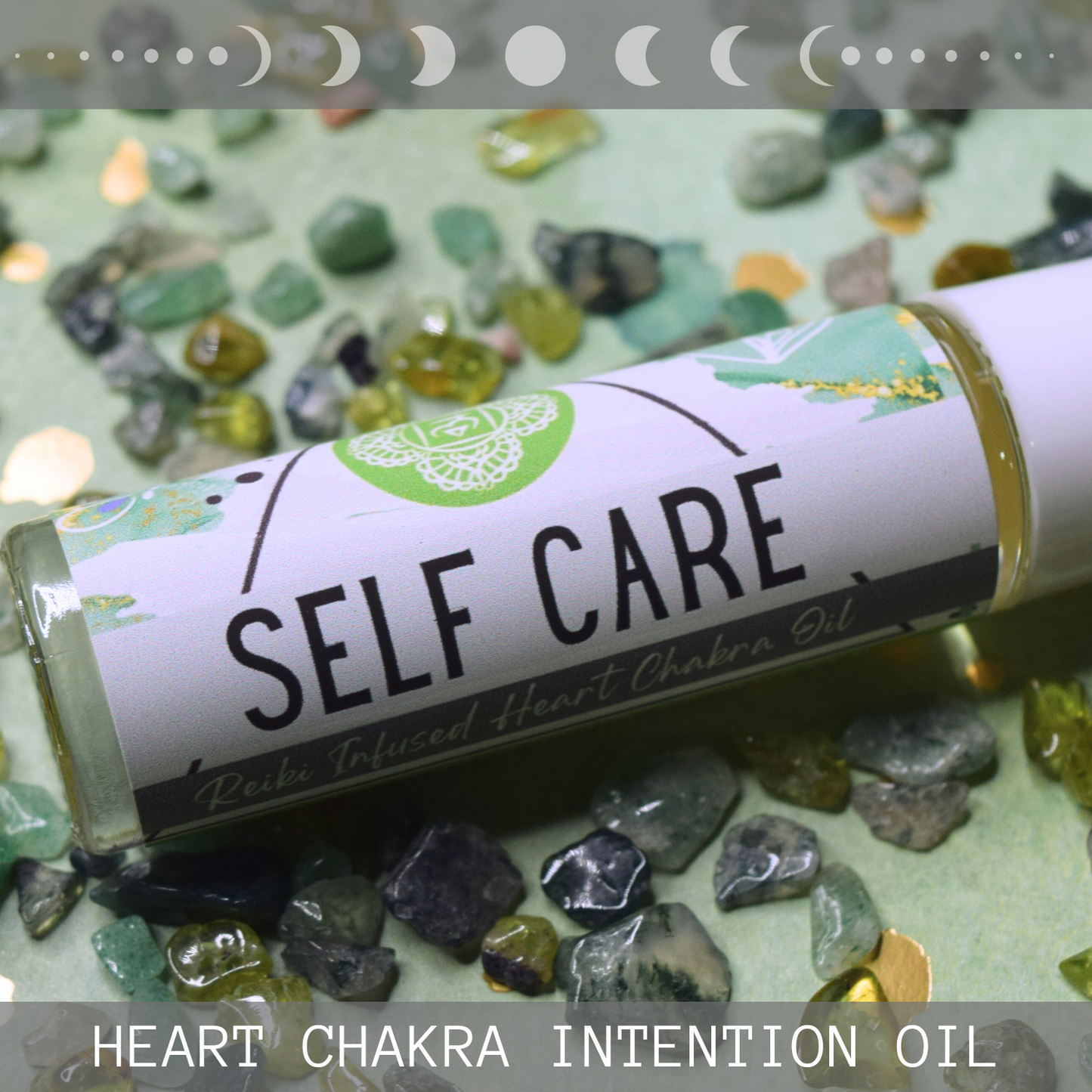 SELF CARE * Crystal Intentions 4th Heart Chakra Perfume Sweet & Soothing scent with Rose Quartz, Moss Agate & Green Aventurine Heart Chakra Crystals * Wholeness * Well-Being * Self Love * Butterfly Spirit Animal * Whimsical Heart