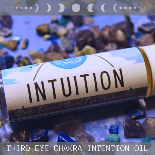 INTUITION * Crystal Intentions 6th Third Eye Chakra Perfume * Mystical scent Lapis Lazuli, Iolite & Blue Apatite Third Eye Chakra Crystals * Collective Consciousness * Indigo Child * Divination * Psychic Gifts * Owl Spirit Animal * Moonbeams