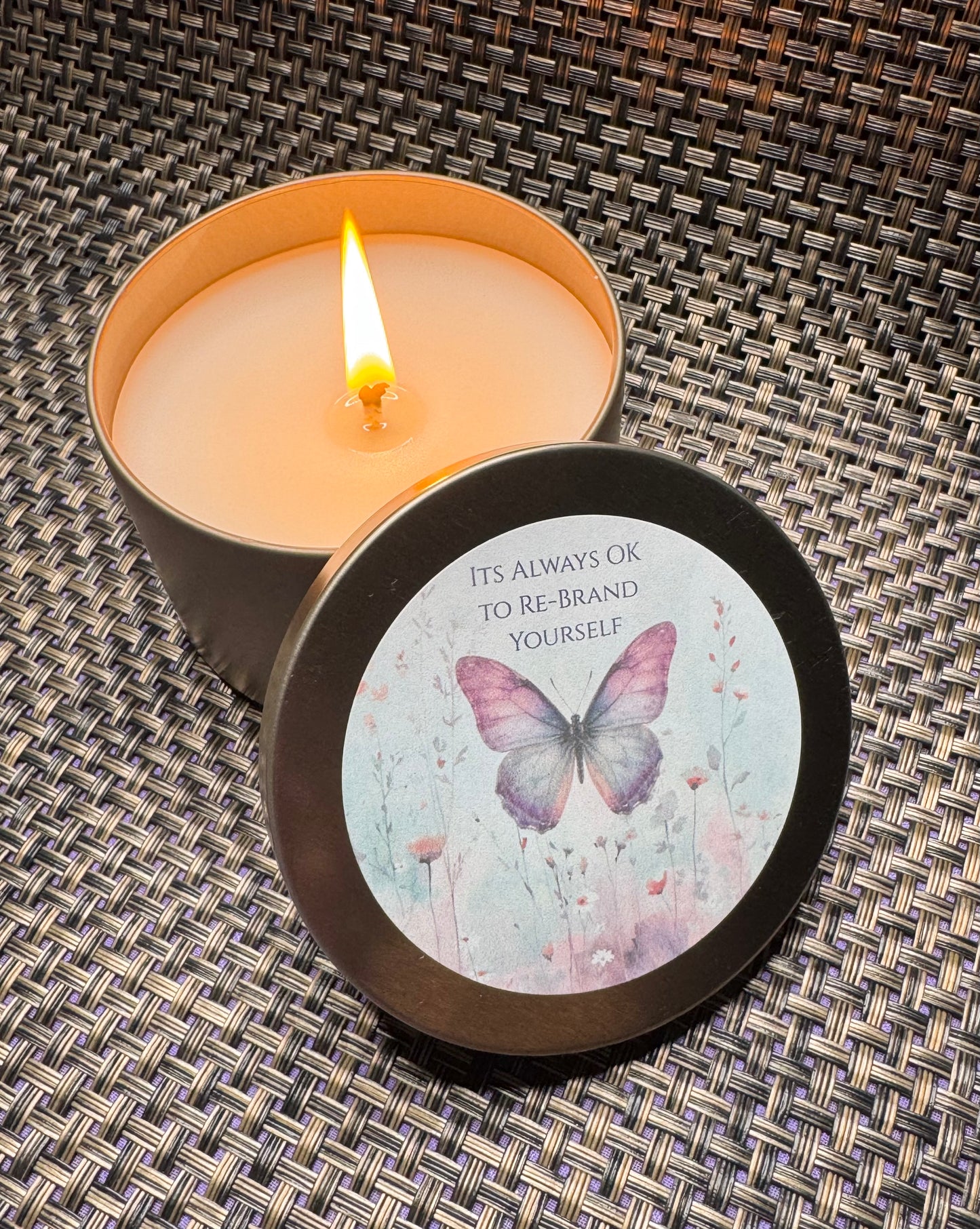 It's Always OK to Re-brand Yourself Butterfly Candle