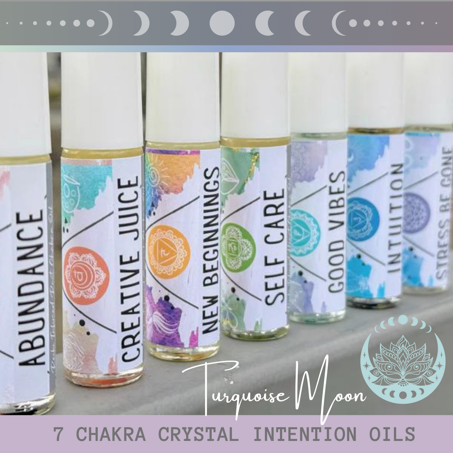 7 Crystal Intention Chakra Perfumes Set 💠 Aromatherapy 💠 Crystals 💠 Powerful Intentions 💠 Meaningful Symbolism