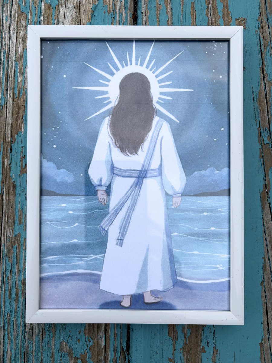 DeskMates Framed Art Print 💠 AR03 Jesus At The Beach