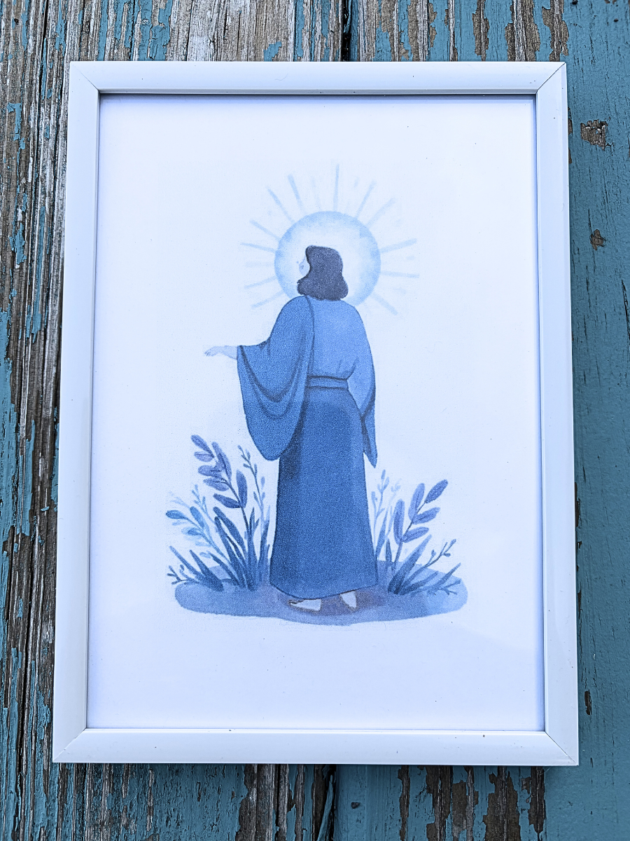 DeskMates Framed Art Print 💠 AR04 Jesus In The Prairie