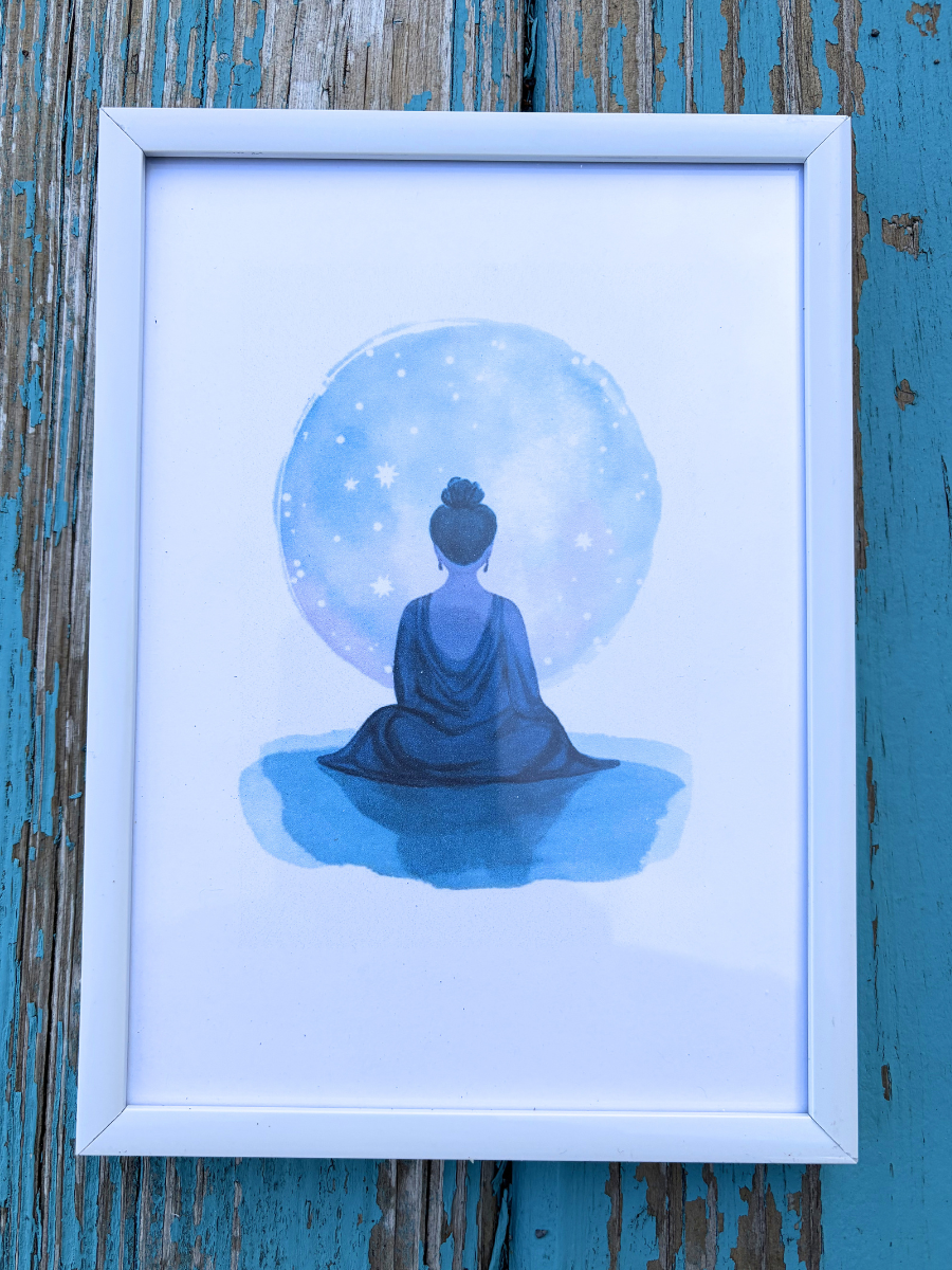 DeskMates Framed Art Print 💠 AR02 Buddha Under The Moon