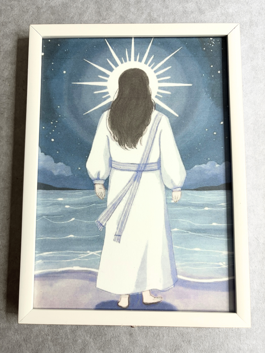 DeskMates Framed Art Print 💠 AR03 Jesus At The Beach