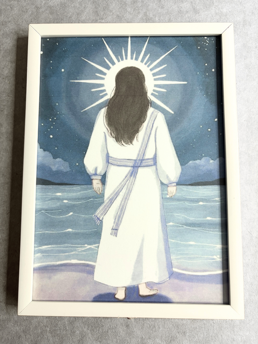 DeskMates Framed Art Print 💠 AR03 Jesus At The Beach
