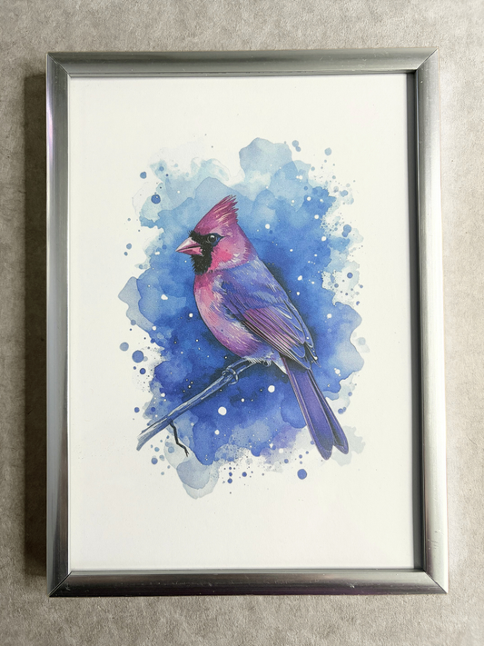 DeskMates Framed Art Print 💠 BD02 Cardinal Bird