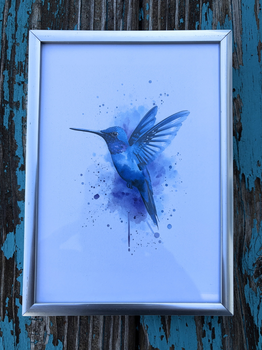 DeskMates Framed Art Print 💠 BD06 Hummingbird Bird