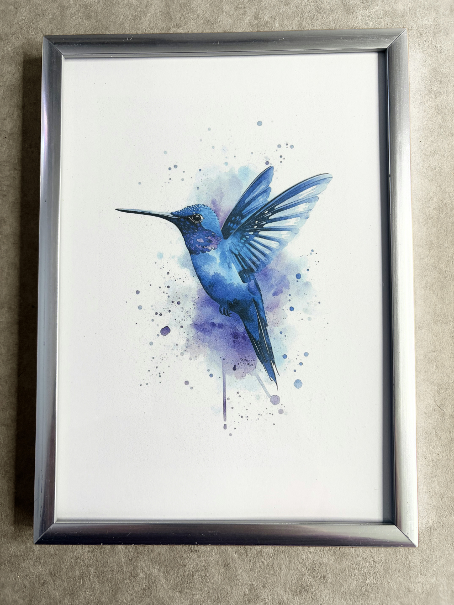 DeskMates Framed Art Print 💠 BD06 Hummingbird Bird