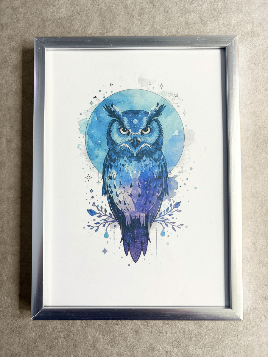 DeskMates Framed Art Print 💠 BD08 Owl Bird