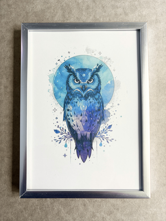 DeskMates Framed Art Print 💠 BD08 Owl Bird