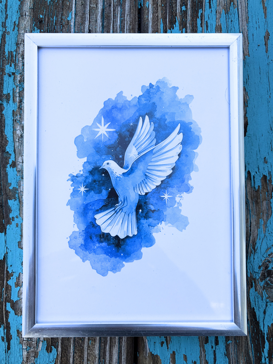 DeskMates Framed Art Print 💠 BD03 Dove Bird