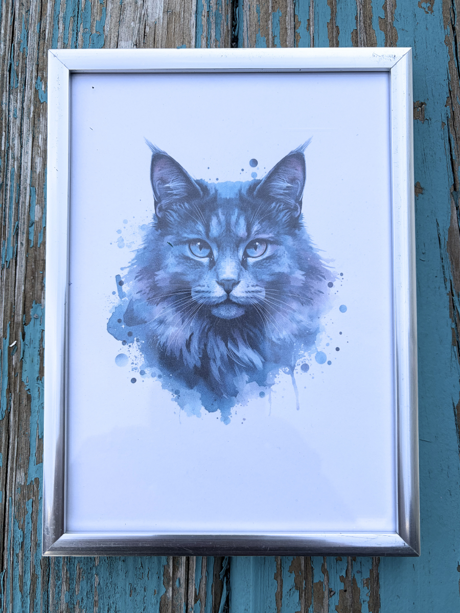 DeskMates Framed Art Print 💠 C04 Misty 💠 Gray Tiger Striped Cat