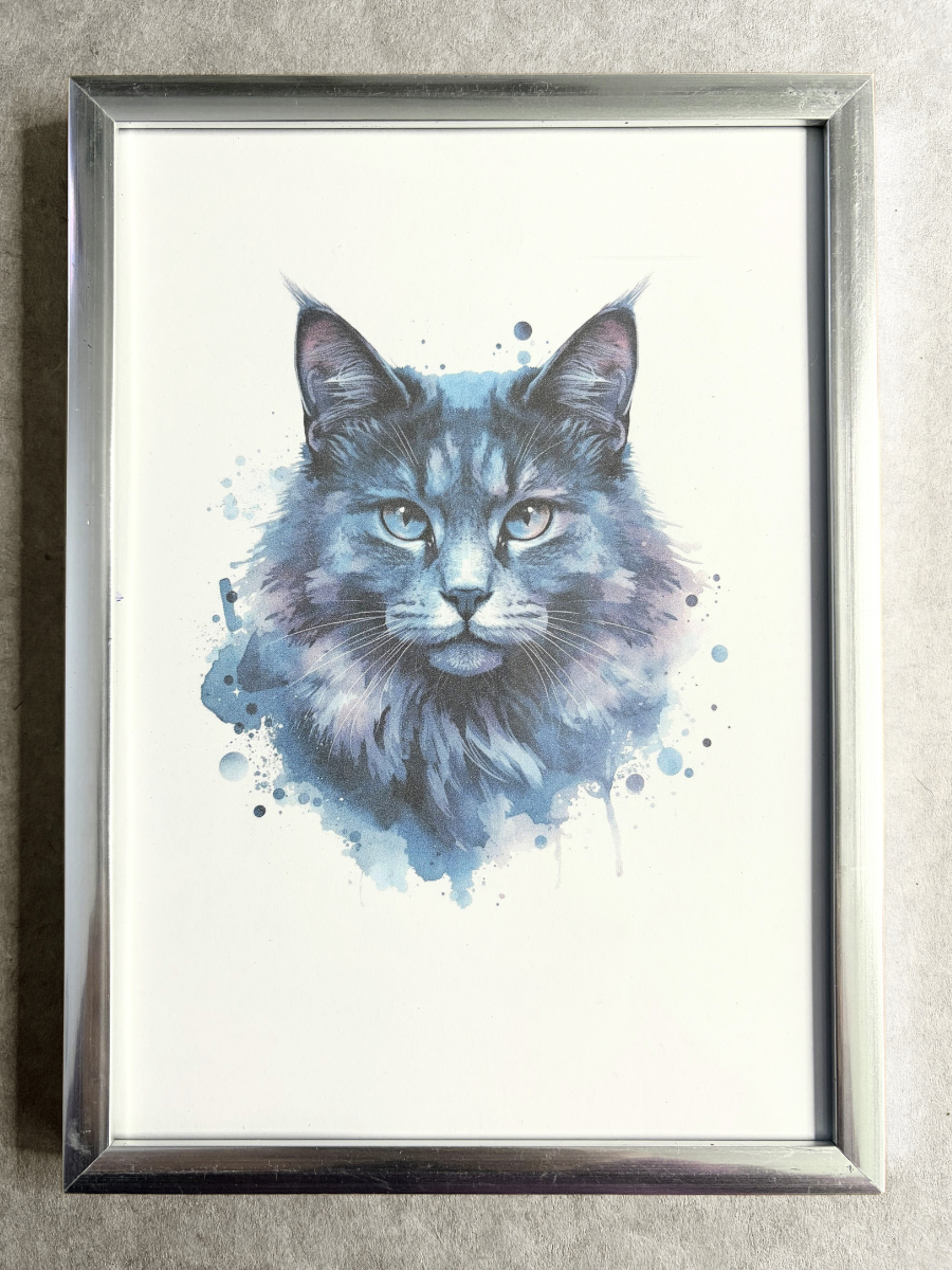 DeskMates Framed Art Print 💠 C04 Misty 💠 Gray Tiger Striped Cat