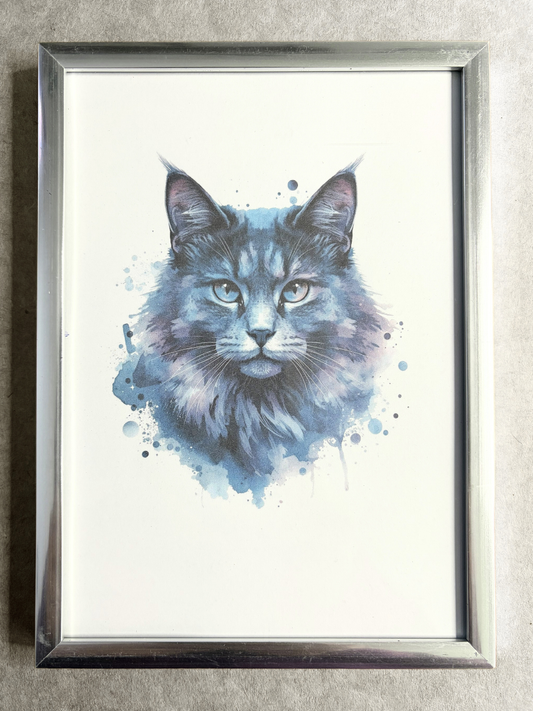 DeskMates Framed Art Print 💠 C04 Misty 💠 Gray Tiger Striped Cat