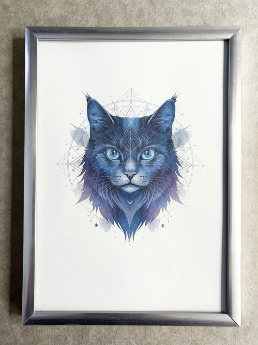 DeskMates Framed Art Print 💠 C08 Sky 💠 Smoky Gray Cat