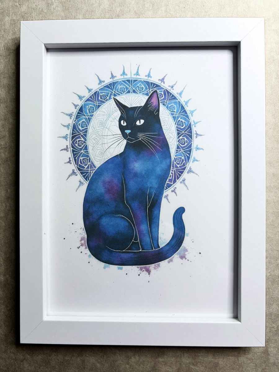 DeskMates Framed Art Print 💠 C11 Cleo 💠 Cleopatra Black Cat