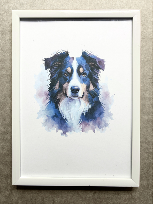 DeskMates Framed Art Print 💠 D02 Australian Shepherd Dog