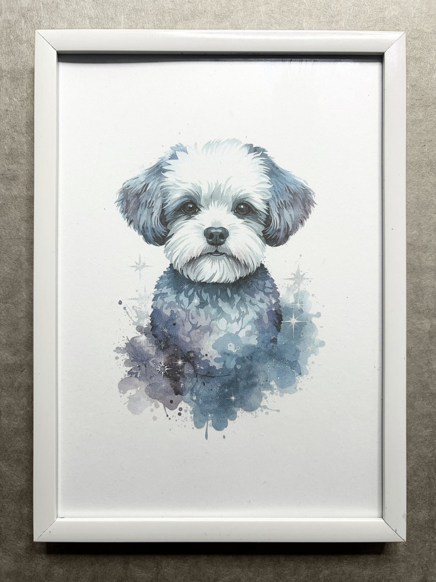 DeskMates Framed Art Print 💠 D06 Bichon Frise Dog