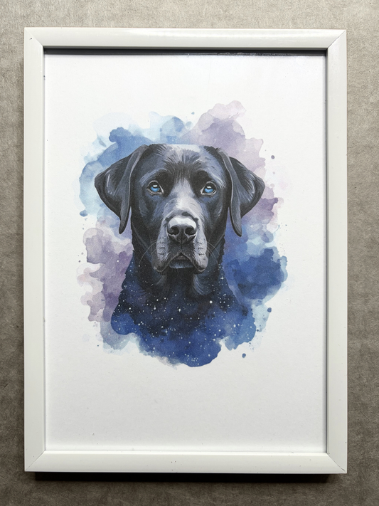 DeskMates Framed Art Print 💠 D07 Black Lab Dog
