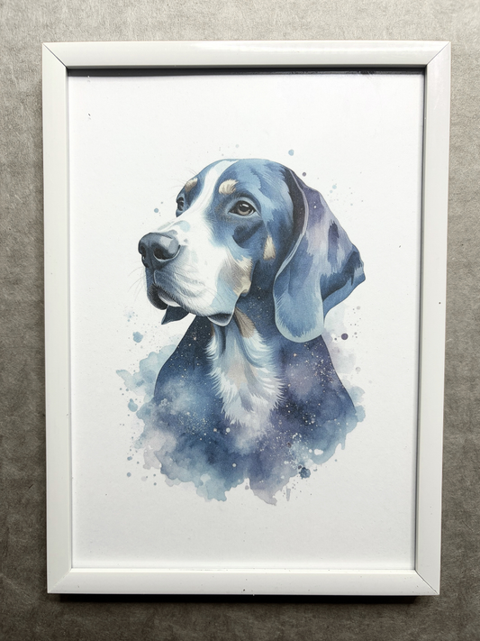 DeskMates Framed Art Print 💠 D08 Blue Tick Hound Dog