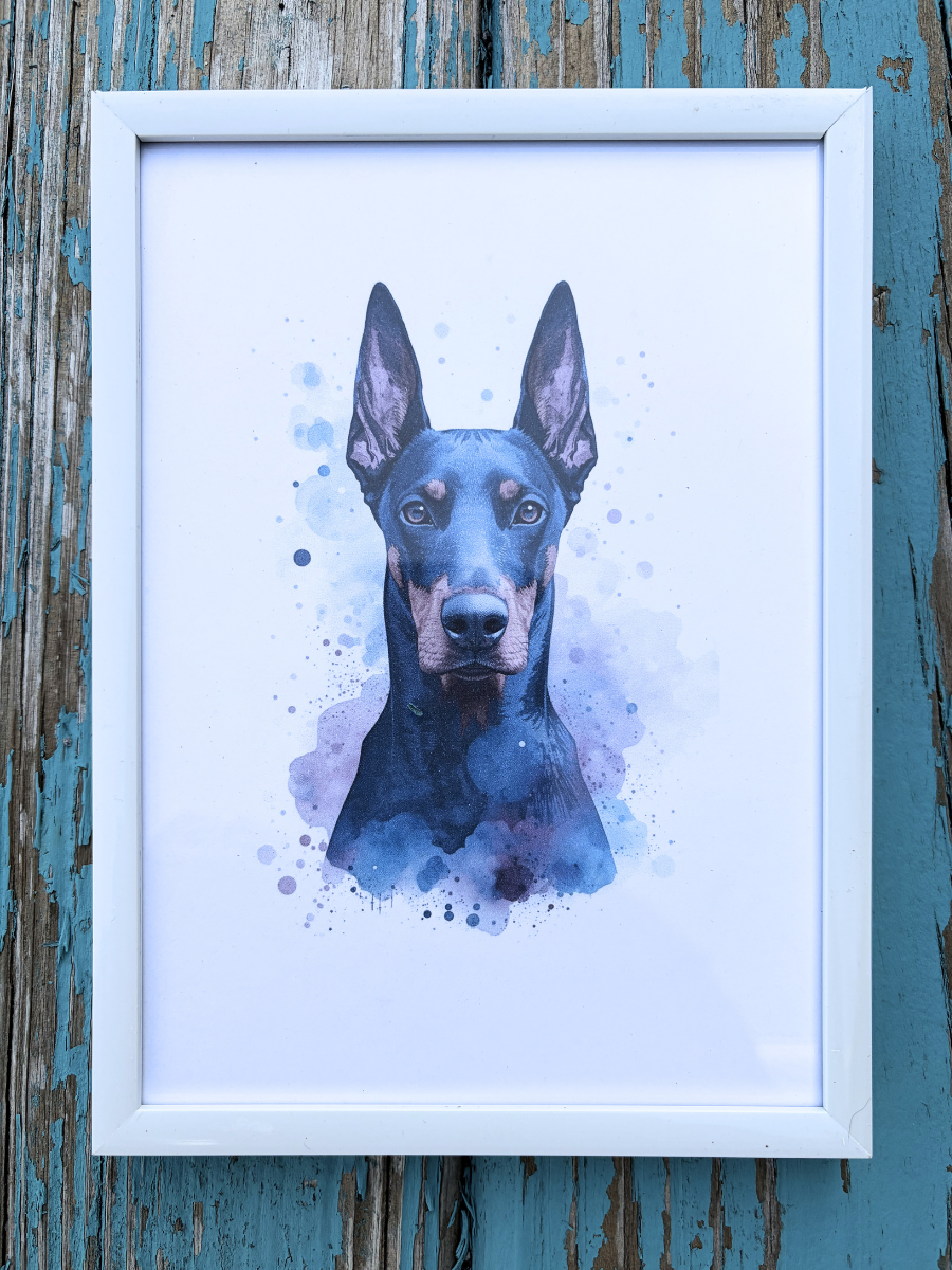 DeskMates Framed Art Print 💠 D16 Doberman Pinscher Dog