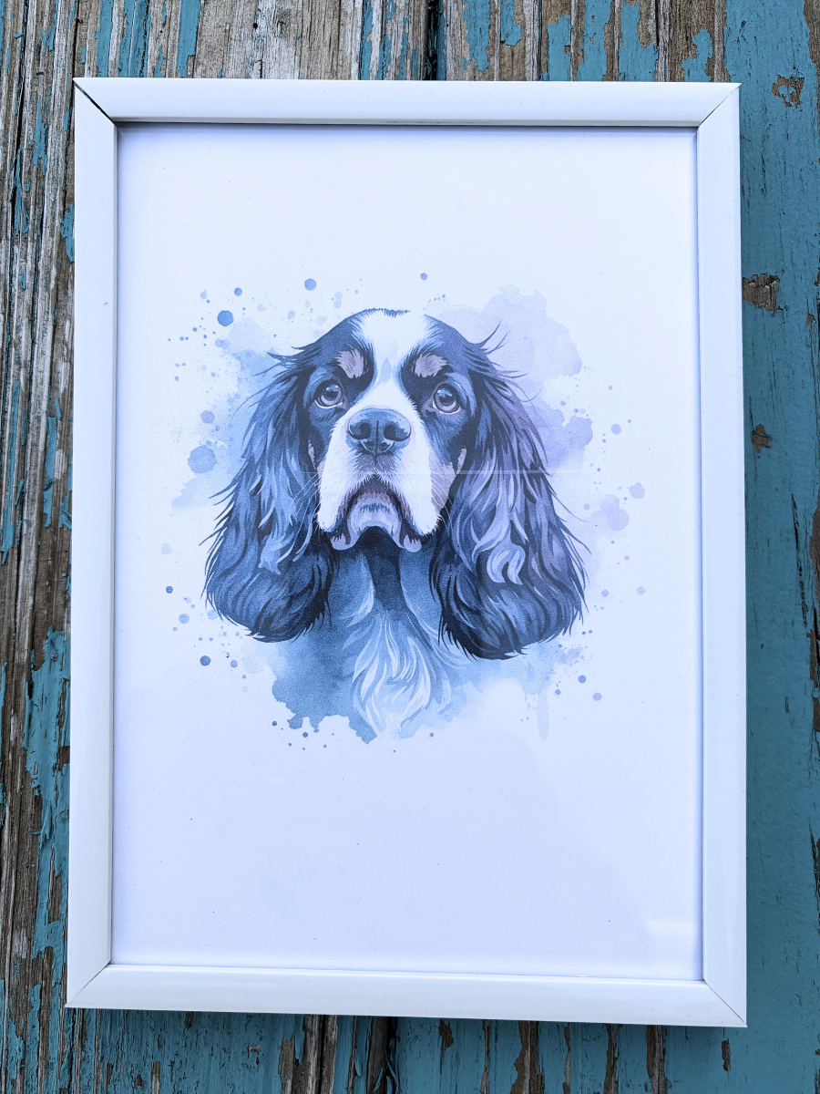 DeskMates Framed Art Print 💠 D17 English Cocker Spaniel Dog