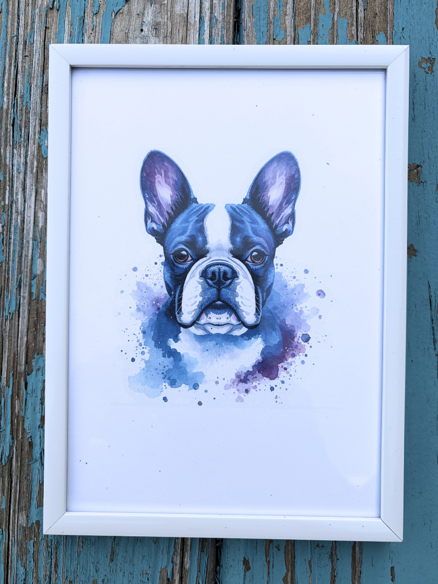 DeskMates Framed Art Print 💠 D18 French Bulldog Dog