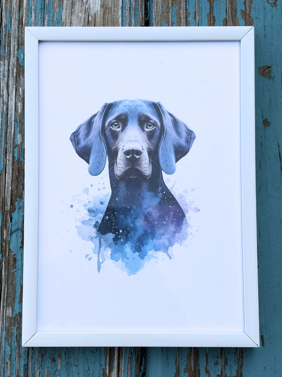 DeskMates Framed Art Print 💠 D20 German Short-Haired Pointer Dog