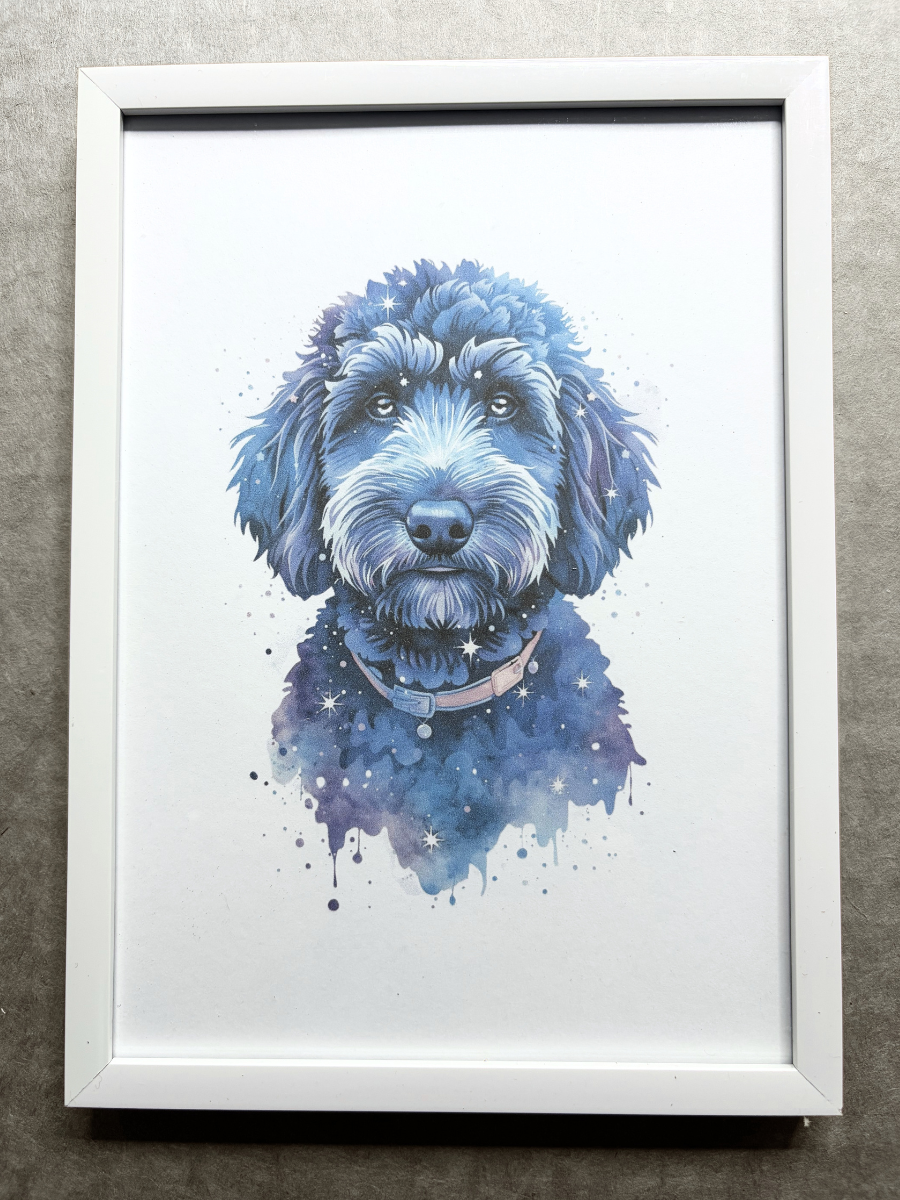 DeskMates Framed Art Print 💠 D24 Labradoodle Dog