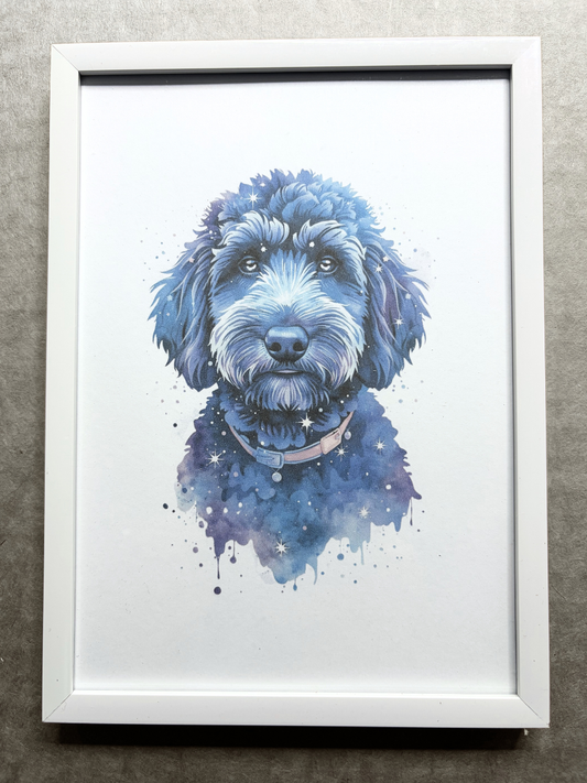 DeskMates Framed Art Print 💠 D24 Labradoodle Dog
