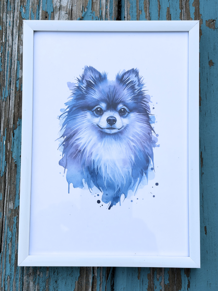 DeskMates Framed Art Print 💠 D27 Pomeranian Dog