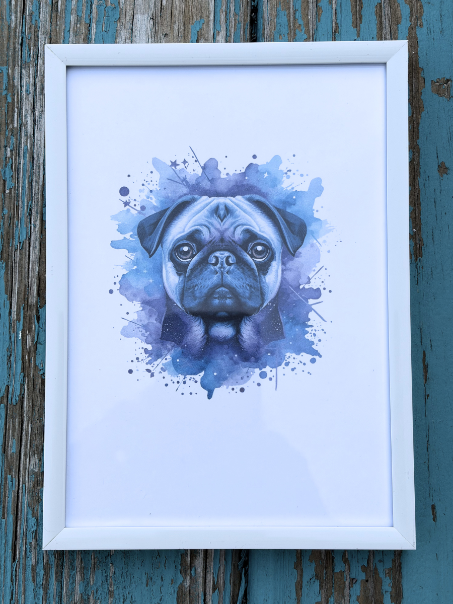 DeskMates Framed Art Print 💠 D29 Pug Dog