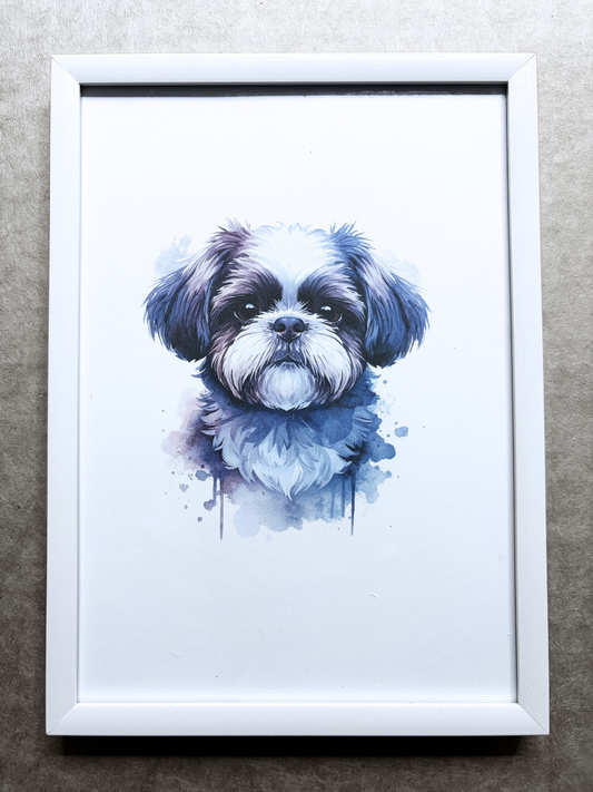 DeskMates Framed Art Print 💠 D33 Shih Tzu Dog