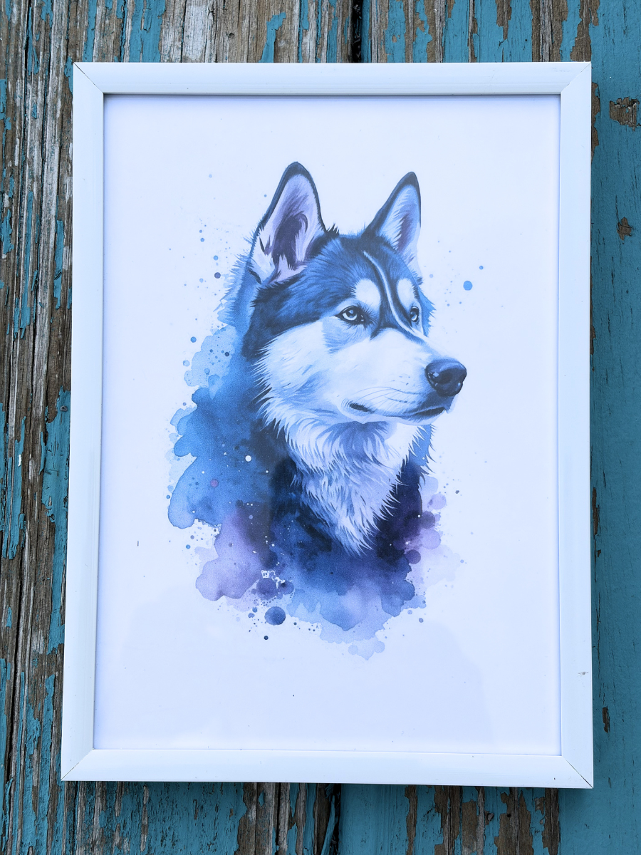 DeskMates Framed Art Print 💠 D34 Siberian Husky Dog