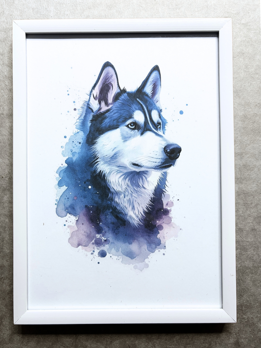 DeskMates Framed Art Print 💠 D34 Siberian Husky Dog