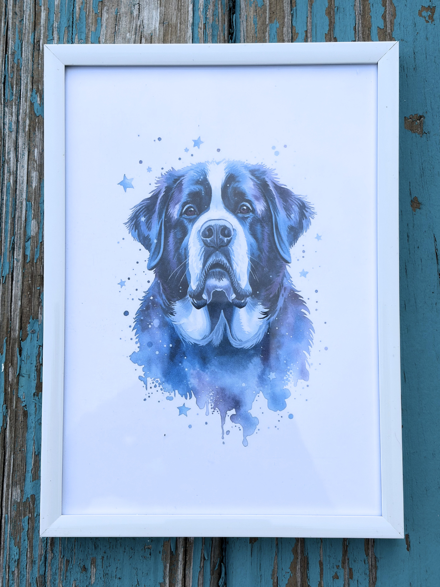 DeskMates Framed Art Print 💠 D35 St Bernard Dog