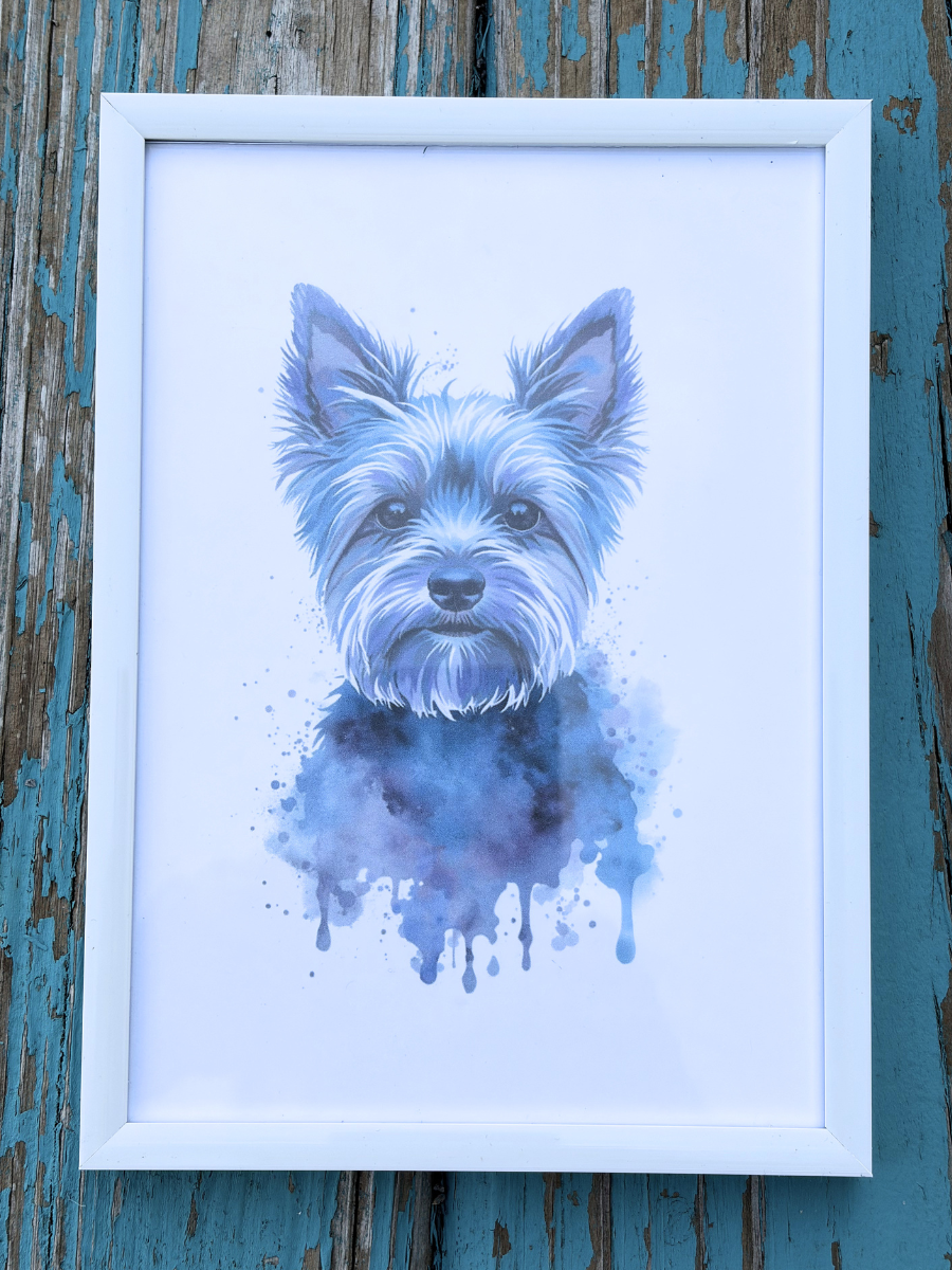 DeskMates Framed Art Print 💠 D37 Yorkshire Terrier Dog