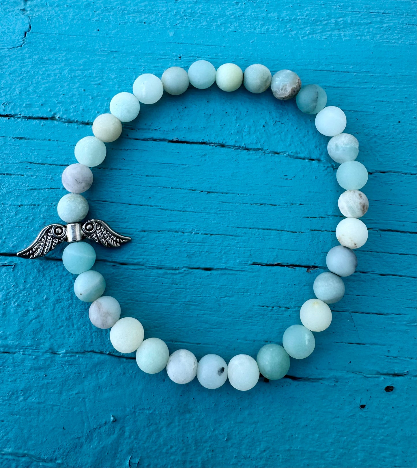 Angel Wings Bracelet - Amazonite Gemstone Beads