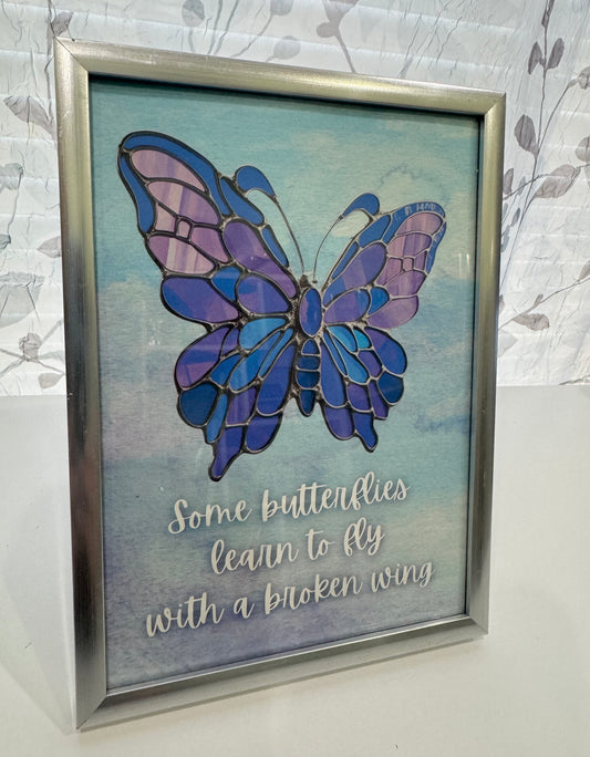 Some Butterflies Learn to Fly With a Broken Wing  - 5" x 7" Framed Butterfly Art Print
