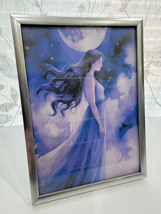 Just a Girl and Her Moon - DeskMates Framed Art Print