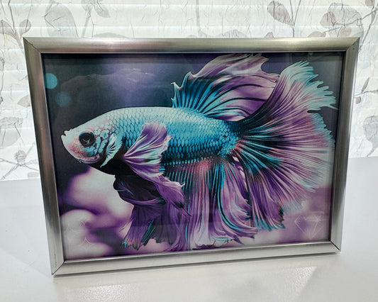 Its Showtime! Purple Pisces Fish  - 5" x 7" Framed Animal Art Print