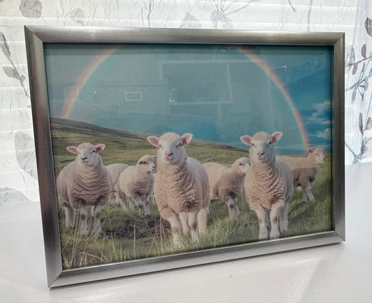 Happy Sheep  - 5" x 7" Framed Animal Art Print