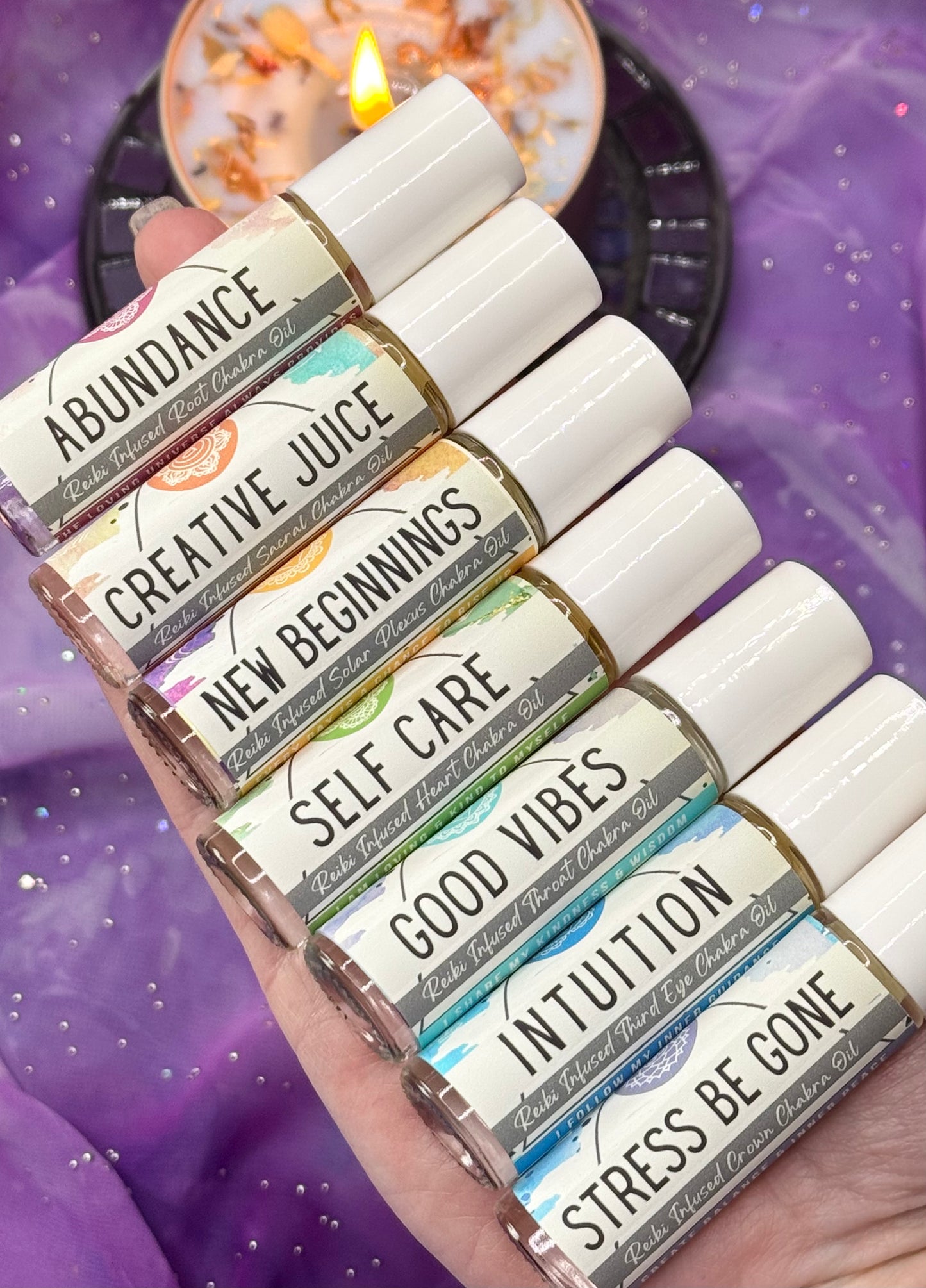7 Crystal Intention Chakra Perfumes Set 💠 Aromatherapy 💠 Crystals 💠 Powerful Intentions 💠 Meaningful Symbolism